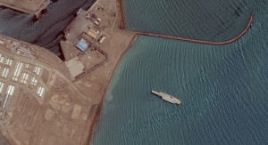 Iran Carrier Mockup Anchored off Bandar Abbas