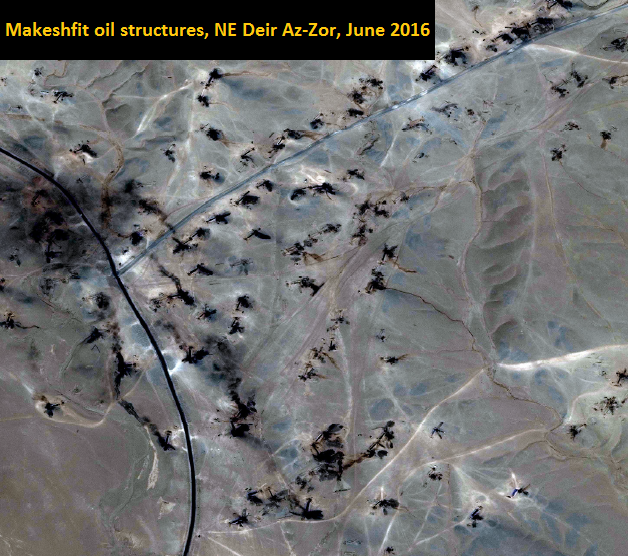 Active makeshift oil structures, June 2016, Deir az Zor. Image by Digital Globe, with courtesy to UNOSAT
